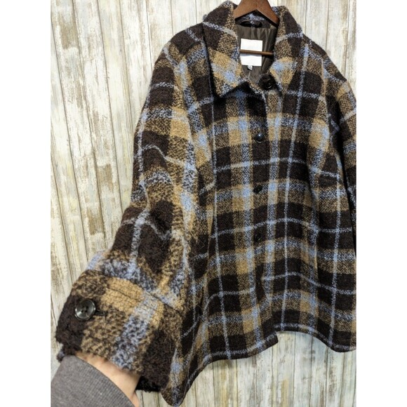 Madewell Belrose Shirt Jacket Wool Blend Shacket Coat Cassel Plaid 3X NWT $268 - Picture 5 of 12